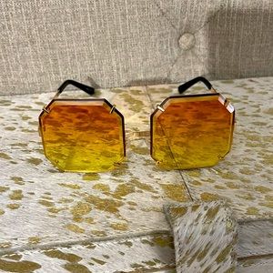 Gold yellow orange oversized sunglasses gem style new